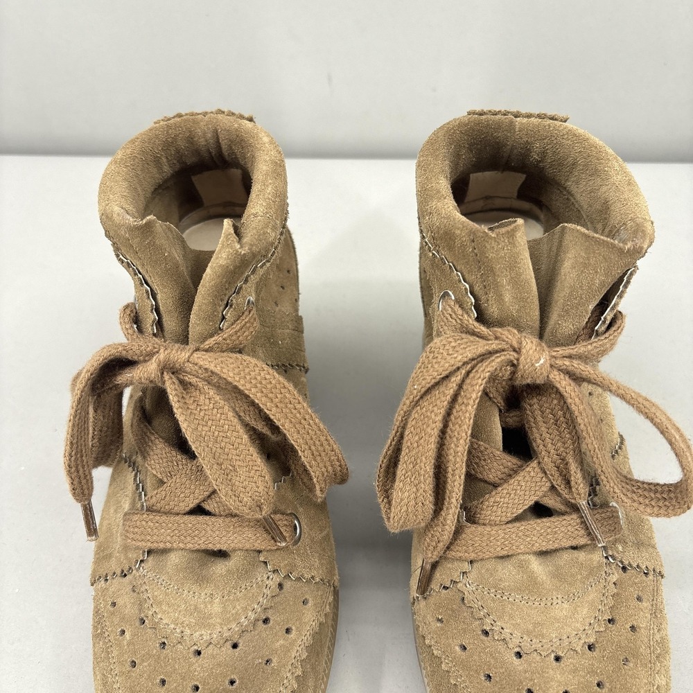 Isabel Marant Shoes Womens Size 8 38 Brown Bobby Suede Hidden Wedge Sneakers - Picture 4 of 11